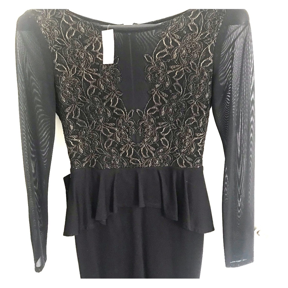 Bebe Mesh Long Sleeve Mini Dress